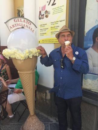 Larry DeVito eating gelato in Italy, where Janine took him for one of the last vacations of his life. Larry was born in Italy and came to America as a young boy. Photo courtesy of Janine DeVito