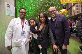 Bailee Moliere with mom Billie, dad Rudy and their surgeon, Raghav Murthy, MD, DABS, FACS, Assistant Director of the Pediatric Heart Transplantation Program at Mount Sinai Kravis Children’s Hospital.