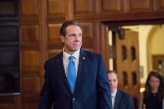 Governor Andrew Cuomo on Monday, March 16, 2020, when he announced a series of steps to reduce the curve of coronavirus infections, including a partnership with New Jersey and Connecticut.