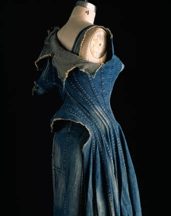 Comme des Gar&#xe7;ons (Junya Watanabe), dress, repurposed denim, spring 2002, Japan, museum purchase. Photograph by William Palmer.