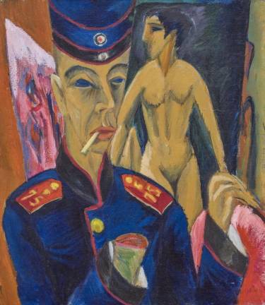 Ernst Ludwig Kirchner (1880-1938) Self-Portrait as a Soldier, 1915. Oil on canvas. Allen Memorial Art Museum, Oberlin College, Oberlin, OH. Charles F. Olney Fund