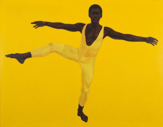 Oil and acrylic on canvas, entitled “Woody” from the Baz Family Collection Artwork: © Barkley L. Hendricks. Photo: courtesy of the Estate of Barkley L. Hendricks and Jack Shainman Gallery