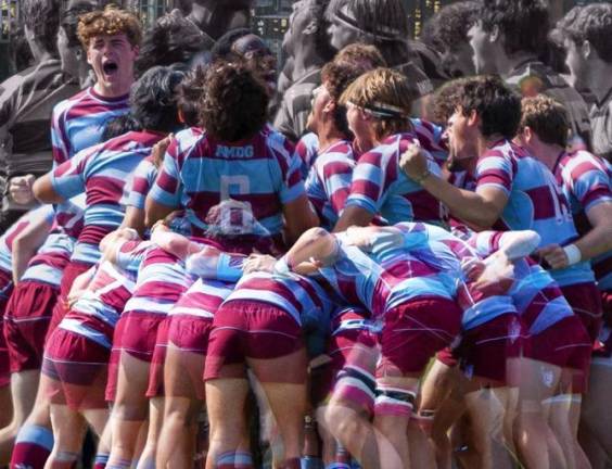 <b>Xavier Rugby in a scrum enroute to routing Pelham on the way to their 30th New York State Championship.</b> Photo: Xavier H.S. Instagram.