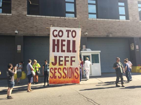Demonstrators denounced Attorney General Jeff Sessions for his role in the country's immigration policy.&#xa0;Photo: Natasha Roy
