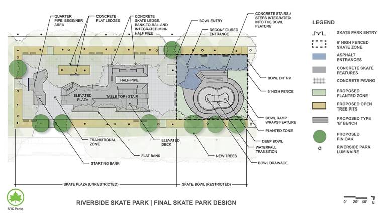 Riverside Skate Park Final Design. Site Plan: NYC Parks