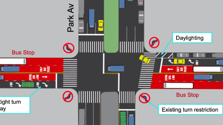 A rendering of the proposed 34th St. busway as its intersection with Park Avenue. (Credit: NYC DOT)