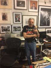 Allan Tannenbaum in his Tribeca studio, with Jimi.