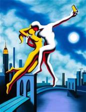 ”<i>Hitting the big time</i>” by Mark Kostabi is one of the many paintings from the downtown icon on display at the Park West Gallery in Soho through the end of May.