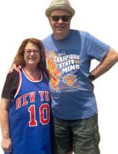 They met while working at Fairchild Publications when the two die-hard New York Knicks fans decided to split a season ticket mini-plan. Romance blossomed, leading to marriage and two kids. The writer broke out her prized Walt Frazier autographed jersey to celebrate this year’s NBA championship.