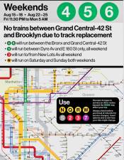 With the 4, 5, and 6 facing disruptions, the MTA is directing riders to take N, Q, R, W. S, 2, 3 and 7 trains to reach their various destinations.