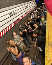 <b>Protestors seeking justice for Jordan Neely took over the subway tracks at the 63rd-Lexington Ave. station on May 6th. At least 13 were arrested and charged with offenses ranging from trespassing to unlawful interference of a railroad train.</b> Photo: Jeremiah Moss/Instagram
