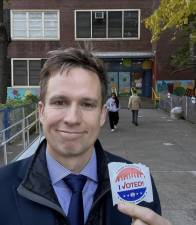 Erik Bottcher, pictured after voting on Nov. 4, 2025. He is now running for the different role of U.S. Congressman, which would put his own Council seat up for grabs.