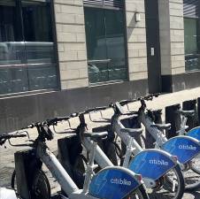 A row of torched e-bikes near the corner of W. 44th St. and 11th Ave. on September 4. A trash fire apparently started an early-morning conflagration.