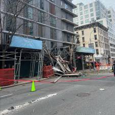 A “spider” crane crashed through scaffolding at a building on the corner of W. 38th St. &amp; 9th Ave. on Friday, April 4. Nobody was injured.
