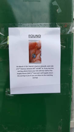 Sternberg posted fliers along Second Avenue. Photo: Robin Sternberg