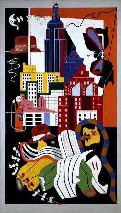 Stuart Davis (1892&#x2013;1964), &quot;New York Mural,&quot; 1932. Oil on canvas, 84 x 48 in. Norton Museum of Art, West Palm Beach, Florida; purchase, R. H. Norton Trust. &#xa9; Estate of Stuart Davis/Licensed by VAGA, New York, NY