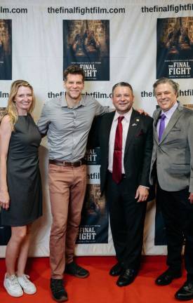 (From left) City Council Member Virginia Maloney, actor Josh Davis, City Council Member Frank Morano, and Todd Stein attend a private screening of “The Final Fight” at the Angelika East on August 31.