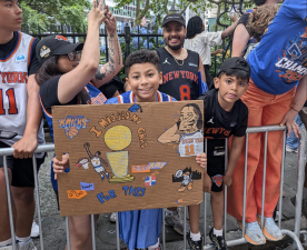 Knicks parade pilgram “missed my grad for this.”