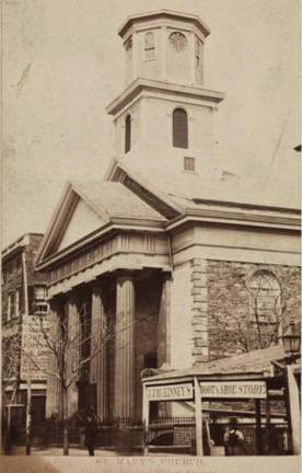 Church of St. Mary’s original Greek Revival facade c. 1850s.