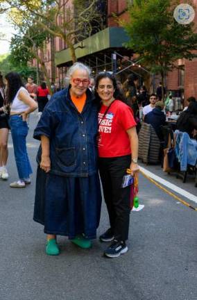 Maryam Bankham (right), who conceived the Longest Table in Chelsea get together, with Kim Hasteriter. Photo: David Axelbank