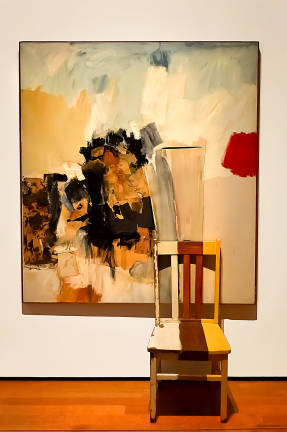 MoMA's curators state "Reflecting on his attraction to such imagery as wheels, chairs, umbrellas, and commercial signage, Rauschenberg noted the appeal of “the quietness in the ordinary.” Photo: Adel Gorgy