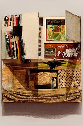 Rauschenberg's “Short Circuit” (1955) contains elements by Jasper Johns, Susan Weil, Elaine Sturtevant, an autograph of Judy Garland and, like many of Rauschenberg's pieces, humble snippets of fabric. Photo: Adel Gorgy