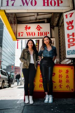 Welcome To Chinatown co-founders Jennifer Tam and Victoria Lee in front of Wo Hop on Mott St. Photo courtesy of Welcome To Chinatown
