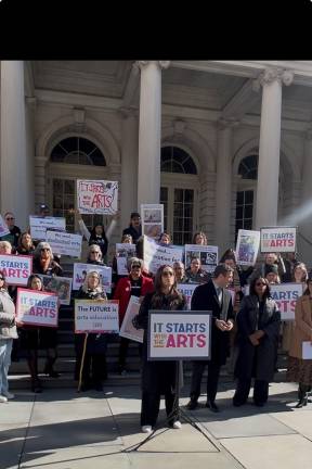 City Council Member Carlina Rivera attended the rally, where she noted how her two young children love to play music in any way that they can.