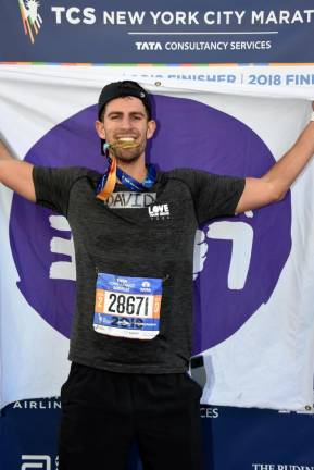 David Jevotovsky ran in the 2018 New York City Marathon in the name of the LoveYourBrain foundation. Photo courtesy of David Jevotovsky
