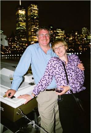 Forbes photographer Glen Davis captured a photo of editor Keith J. Kelly and his wife Pat Walsh on the deck of the Highlander yacht on the evening of Sept. 10, with the Twin Towers in the background. It would emerge as one of the last photos ever taken of the Twin Towers at night. A little more than 12 hours later, the towers fell.