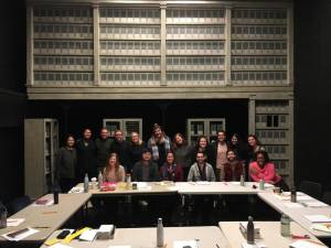 The Making Gay History: Before Stonewall cast with Eric Marcus (back row, third from left) and Joe Salvatore (back row, fourth from left) during rehearsal.