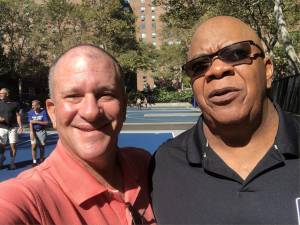 John Purcell (right) with his Stuyvesant Town neighbor Allan Kreda.