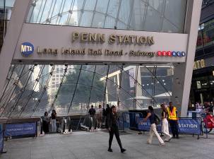 Penn Station entrance on 33rd Street, aka Plaza33, adjacent Madison Square Garden.
