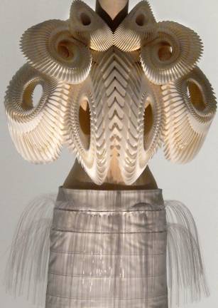 Iris van Herpen's &#x201c;Ensemble,&#x201d; 2010 in polyamide, acrylic, and leather is a showstopper among showstoppers. Photo: Adel Gorgy