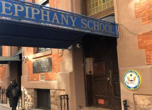 The Epiphany School in the Gramercy Park neighborhood proudly displays its National Blue Ribbon plaque outside its E. 22nd St. lower school. It was one of three Catholic schools in Manhattan to be honored by the US Dept. of Education. Photo: Keith J. Kelly
