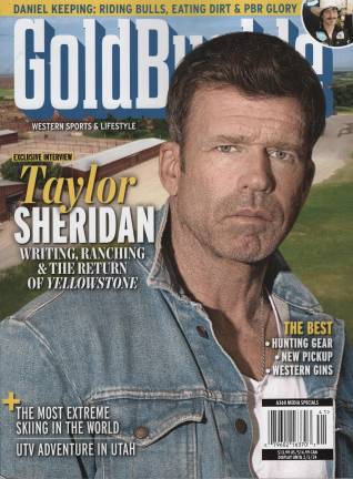Director Taylor Sheridan on cover of Gold Buckle magazine, late 2023.