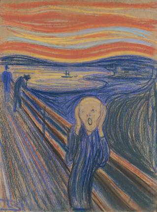 Edvard Munch (1863-1944), "The Scream," 1895. Pastel on board in the original frame 79 x 59 cm (31 1/8 x 23 1/4 in.) Private Collection. © 2016 Artists Rights Society (ARS), New York