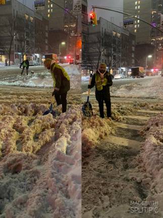 Sidewalk cut before and after shoveling. Photos: Lindsey Cormack