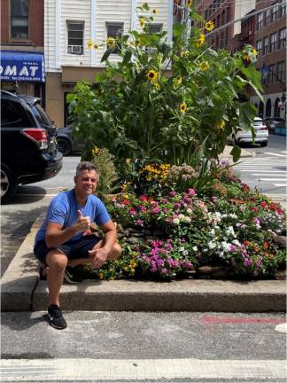 Chris Toto by his pit on 18th Street and Eighth Avenue. Photo courtesy of the Chelsea Garden Club.