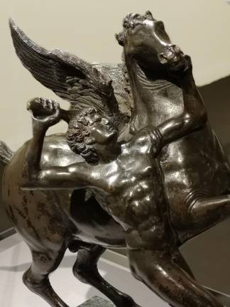 Bellerophon Taming Pegasus, designed by Bertoldo di Giovanni, executed by Adriano Fiorentino, is an example of the kind of collaborations that were a hallmark of Bertoldo's practice.