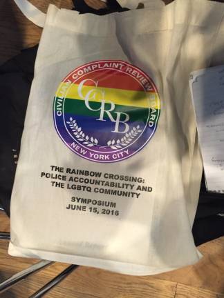 A tote bag from the symposium. Photo by Isidro Camacho