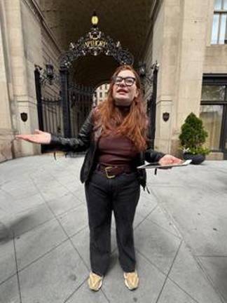Tour guide Katie Devin Orenstein, a Dartmouth grad and aspiring theater director, is in hter second