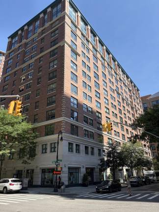 The Capstone, looking northwest from Warren Street and North End Avenue.