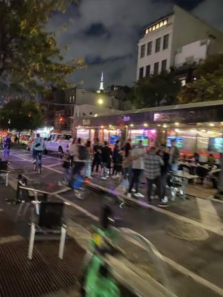 Bike lanes and outdoor dining on Eighth Ave. and 18th Street. Photo: Zoey Lyttle