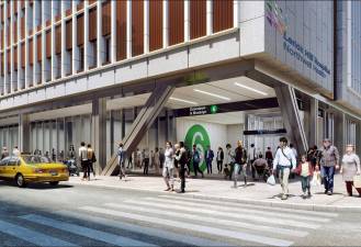 To gain his approval for Northwell’s proposed hospital makeover (rendering above), Borough President Levine said the healthcare organization offered two new commitments: the creation of a local mental-health outpatient facility, and the convening of a community-focused “construction task force.”
