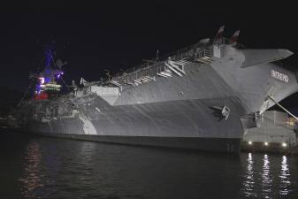 USS Intrepid at night,Pier 86 at 46th Street, Manhattan.