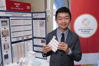 Miles Wu at the competition’s Public Day, where the projects were judged, and the general public could attend and have the projects presented to them.