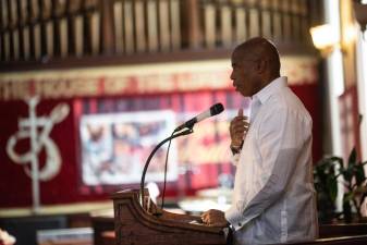 New York City Mayor Eric Adams speaks at an interfaith clergy event at the House of the Lord Pentecostal church in Brooklyn, on Friday, June 12, 2022. Michael Appleton/Mayoral Photography Office