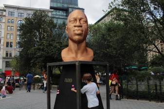 Statue of George Floyd in Union Square Park after the cleaning. Photo: Gaby Messino