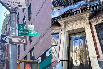 The corner of East 6th Street and Avenue D was named “Jimmy Carter Way” on Oct. 6, to commemorate the late president’s repair work on 742 E 6th St. (right).